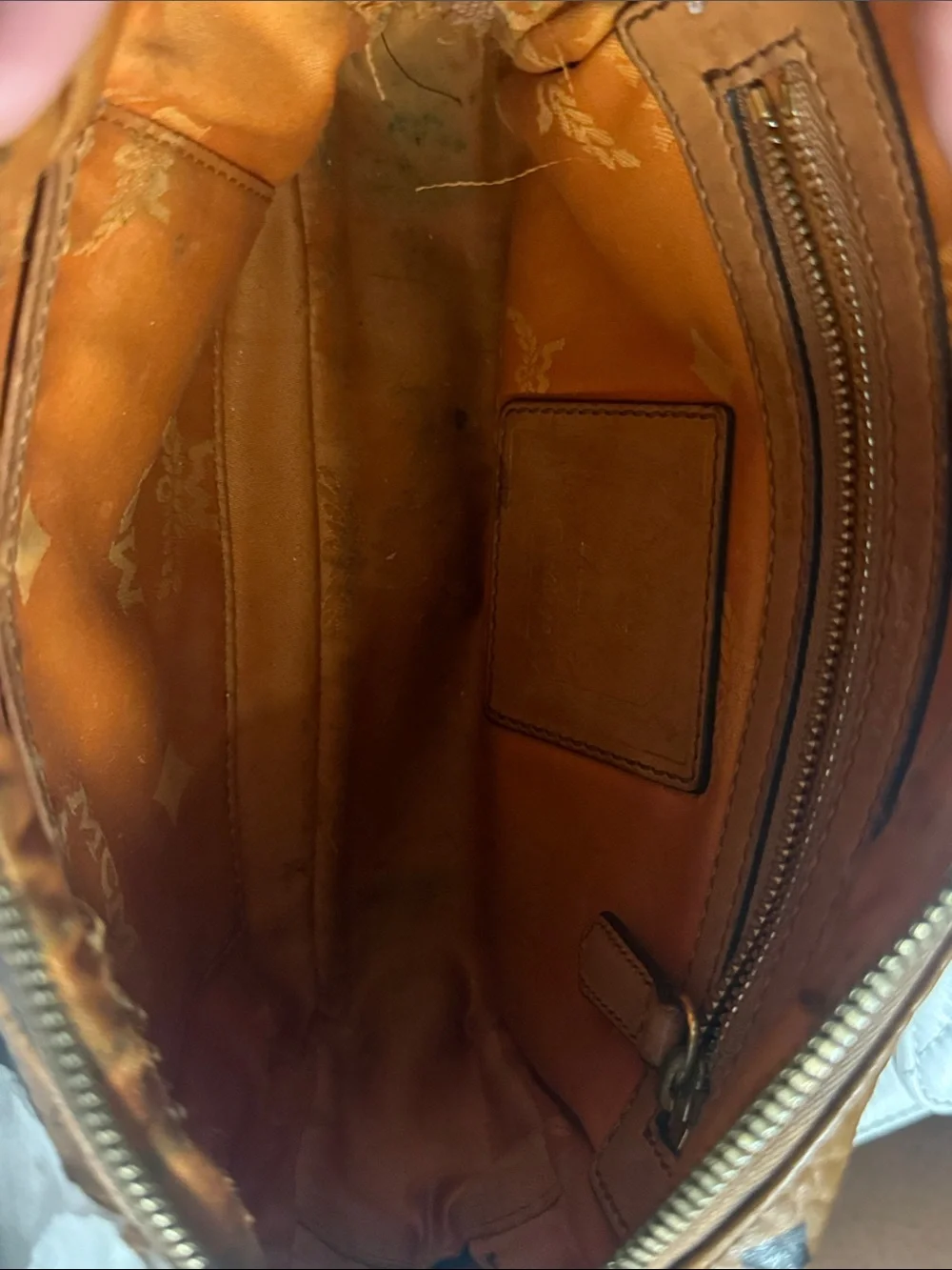 MCM Cognac Logo Visetos Messenger Crossbody